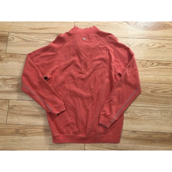 Tommy Bahama Reversible Sweater Men's L 1/4 Zip Up Orange Brown Long Sleeve - Picture 4 of 5
